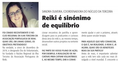 Núcleo de Reiki na Ilha Terceira em notícia no Diário Insular